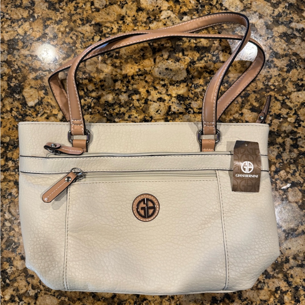 Giani Bernini Cream Leather Tote Bag